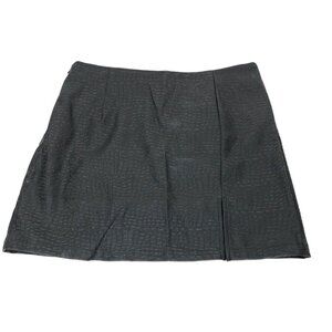 2/$30 Shein Mini Skirt Faux Leather Snake Skin Black Slit Womens M Lined Flat Fr